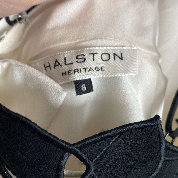 Halston Heritage White Embroidered Colorblock Mini Dress - Picture 9 of 9
